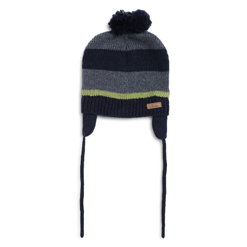 Boys Dark Blue Knitted Hat with Scarf image number 1